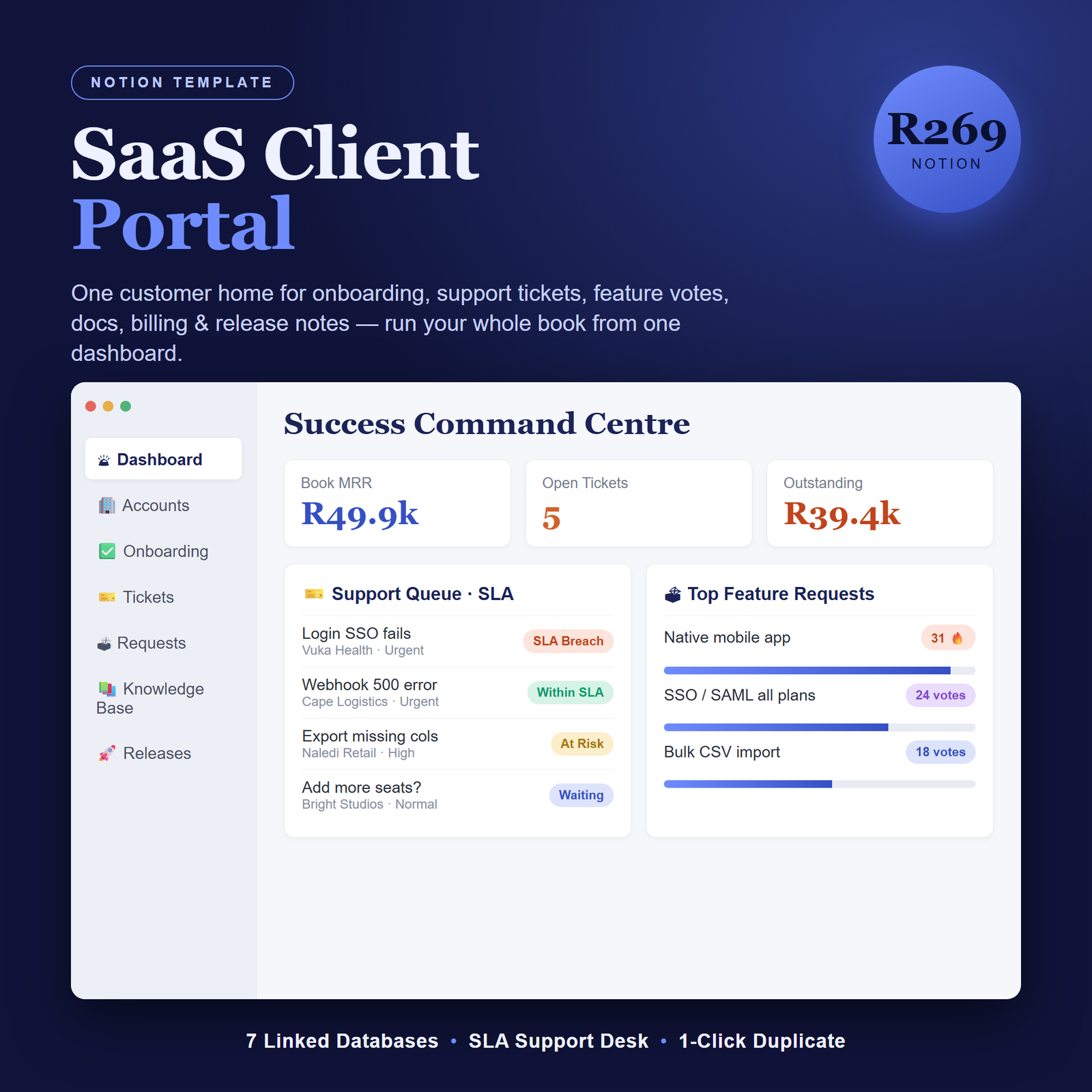 SaaS Client Portal Notion Template | Customer Onboarding