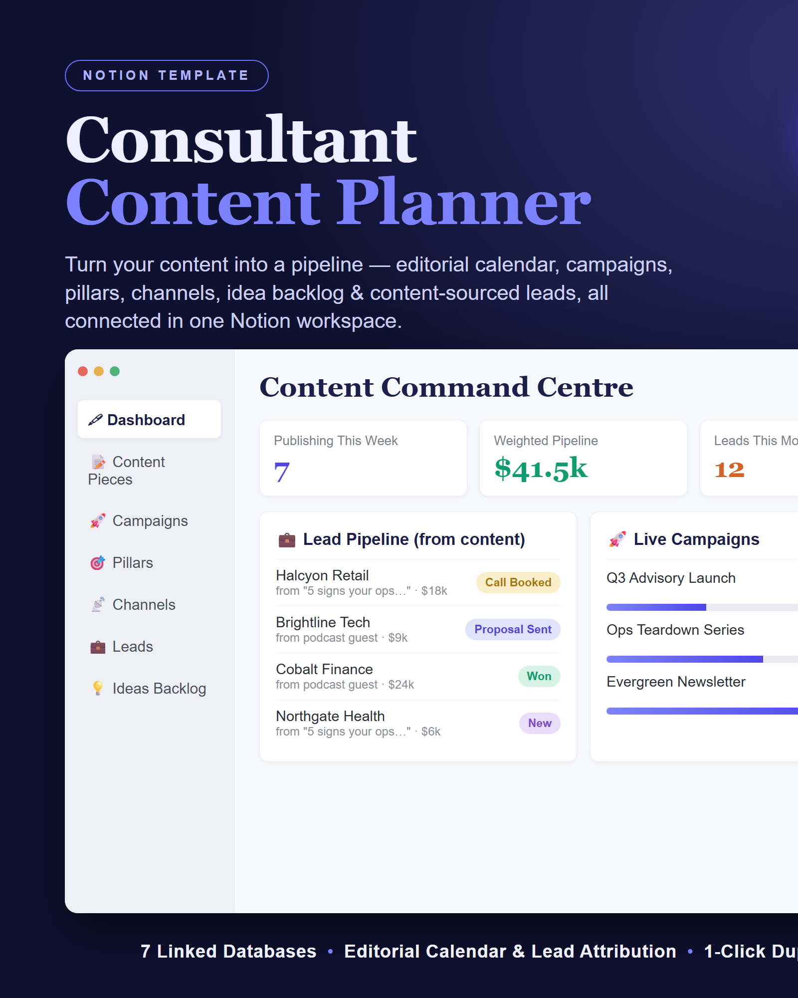 Consultant Content Planner Notion Template