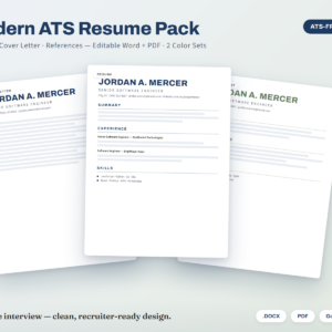 Modern ATS Resume & CV Pack (with Cover Letter)