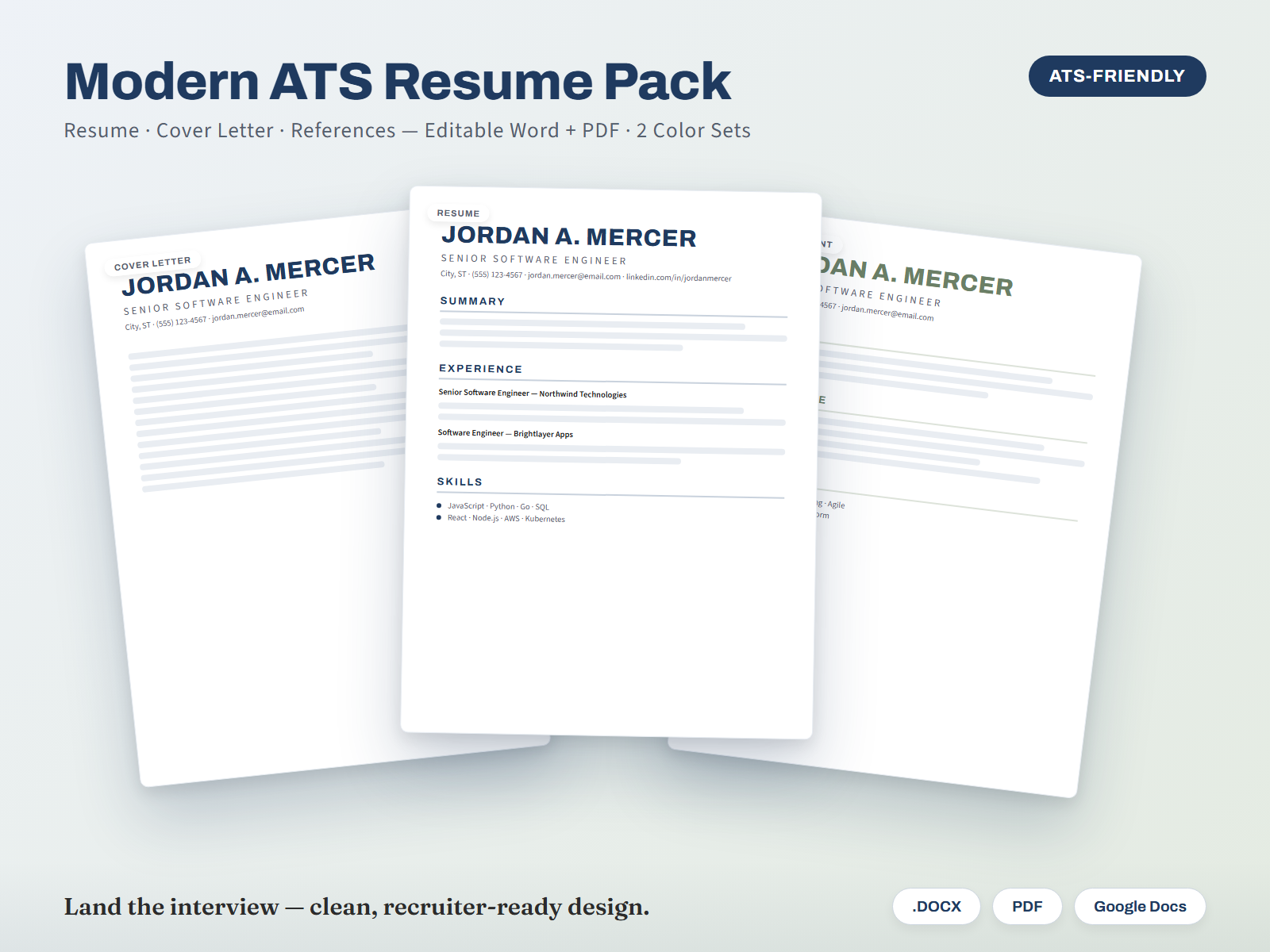 Modern ATS Resume & CV Pack (with Cover Letter)