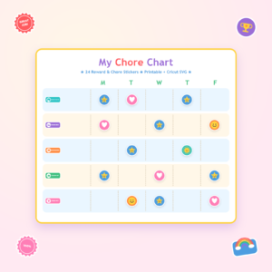 Kids Reward Chore Stickers Printable Cricut SVG Teacher Reward Sticker Pack Chore Chart Labels Classroom Behavior Star Student 24 Pack Instant Download
