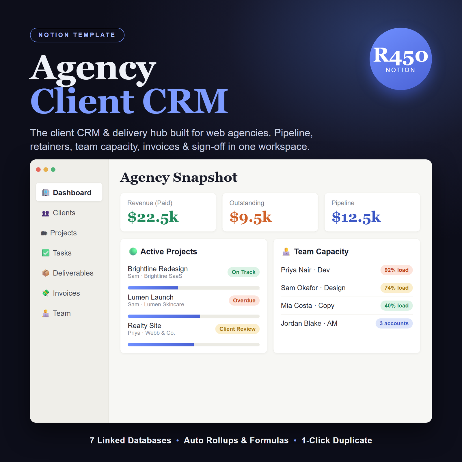 Agency Client CRM Notion Template | Web Agency CRM