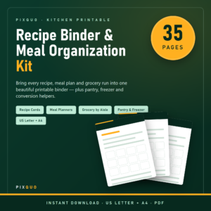 Recipe Binder & Meal Organization Kit