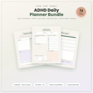 Adhd daily planner bundle hero