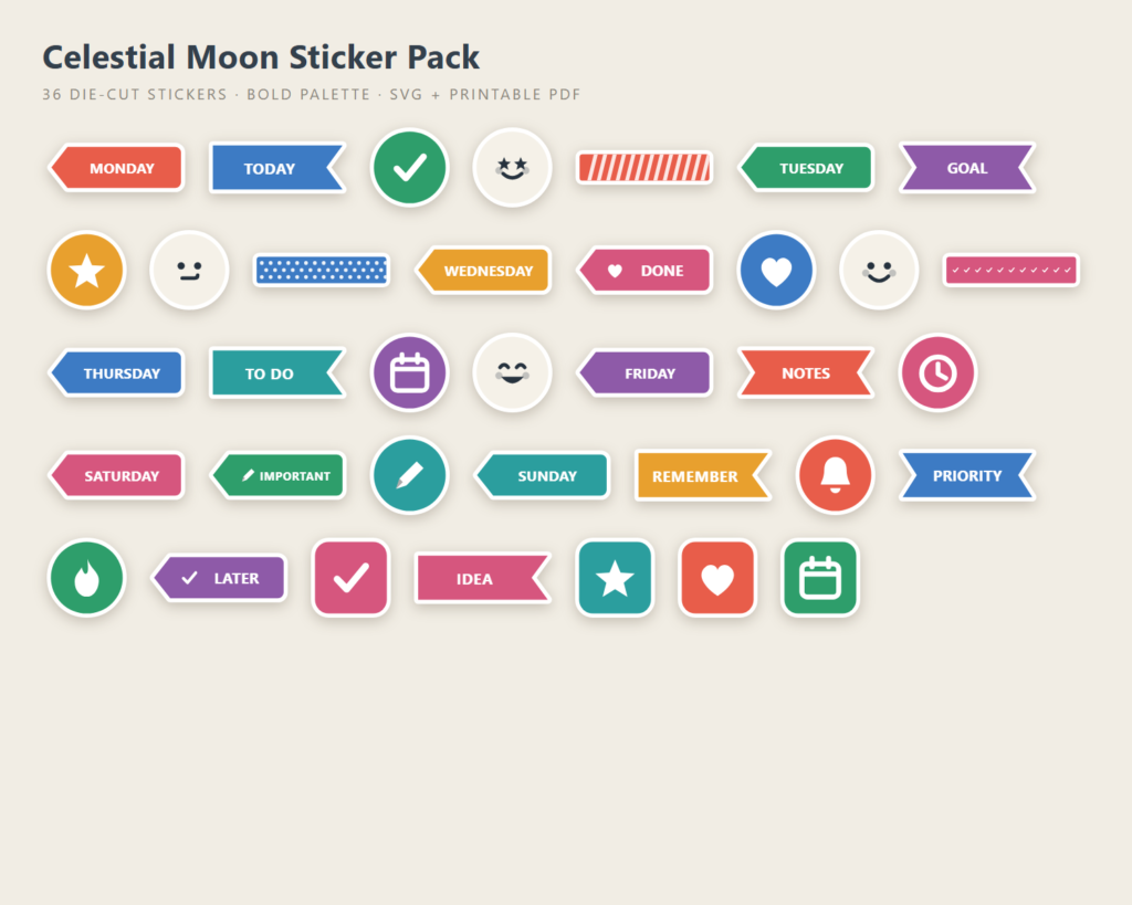 Celestial Moon Sticker Pack preview