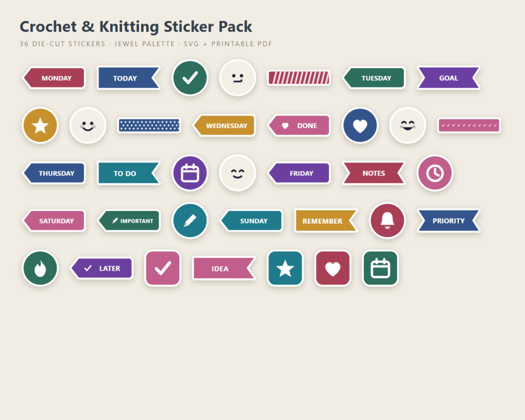 Crochet & Knitting Sticker Pack preview
