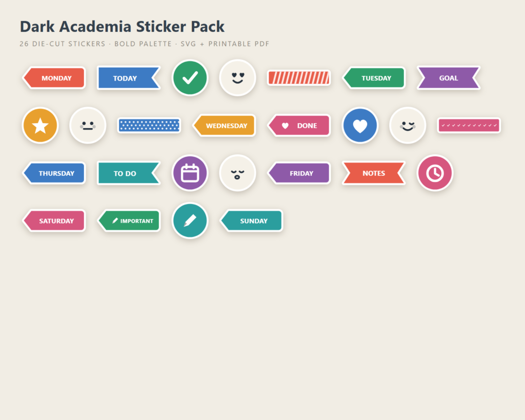 Dark Academia Sticker Pack preview
