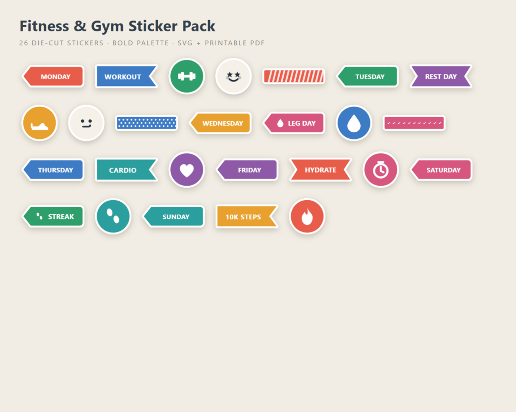 Fitness & Gym Sticker Pack preview