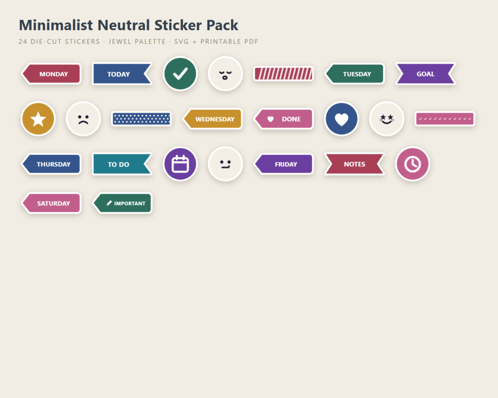 Minimalist Neutral Sticker Pack preview