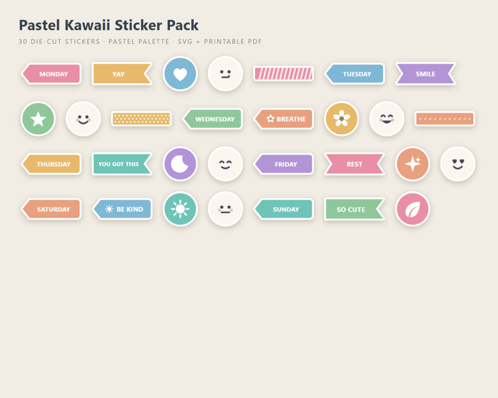 Pastel Kawaii Sticker Pack preview
