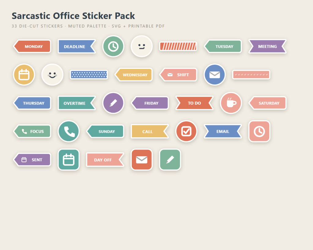 Sarcastic Office Sticker Pack preview