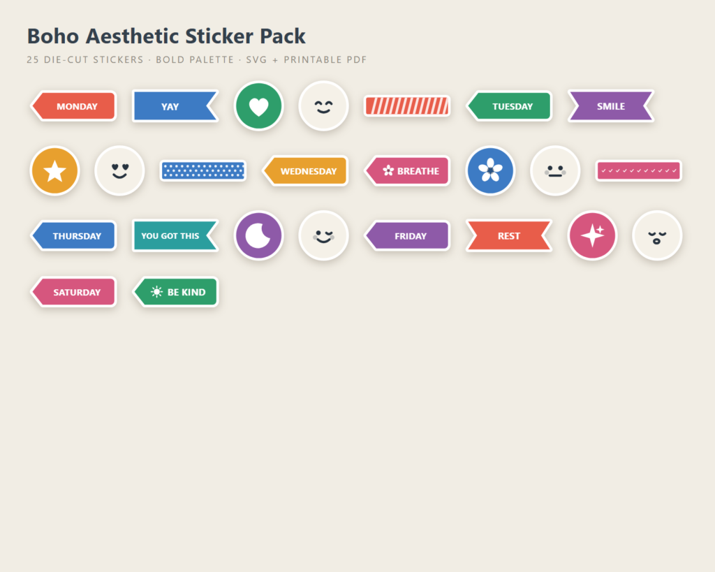 Boho Aesthetic Sticker Pack preview