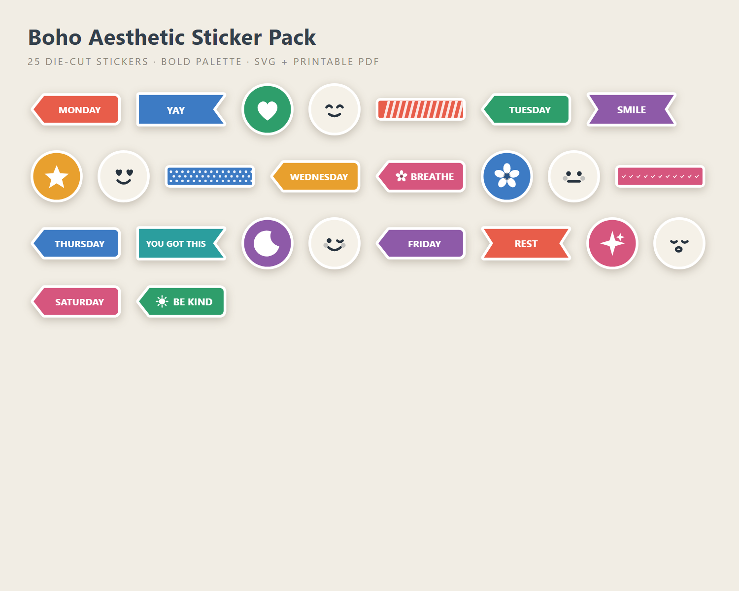 Boho Aesthetic Sticker Pack preview