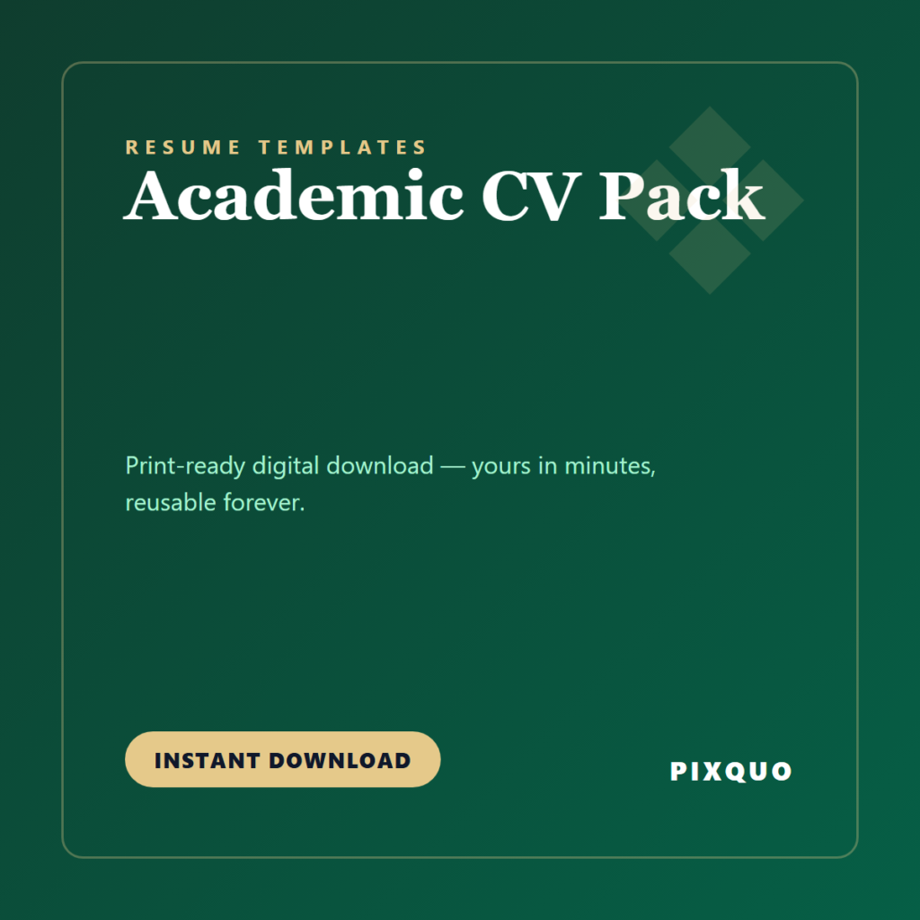 Academic CV Pack — printable digital download