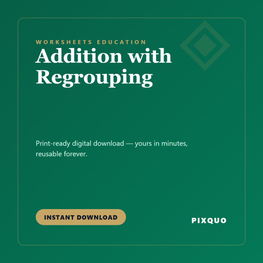 Addition with Regrouping — printable digital download