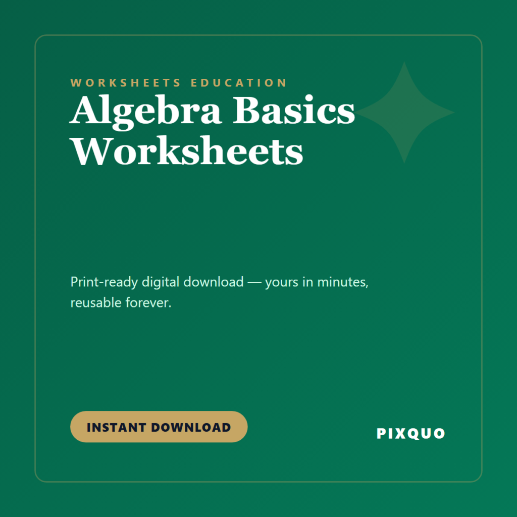 Algebra Basics Worksheets — printable digital download