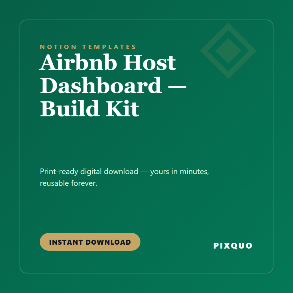 Airbnb Host Dashboard — Build Kit — printable digital download