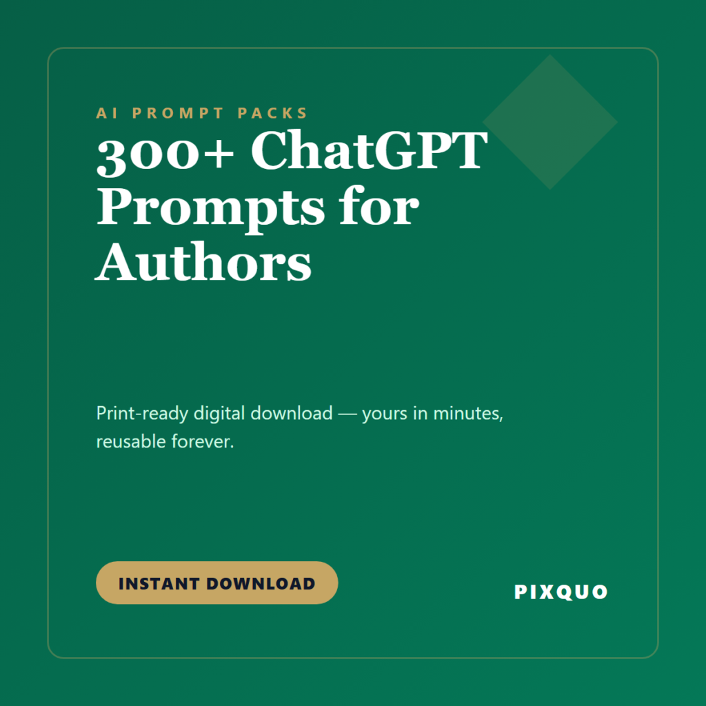 300+ ChatGPT Prompts for Authors — printable digital download