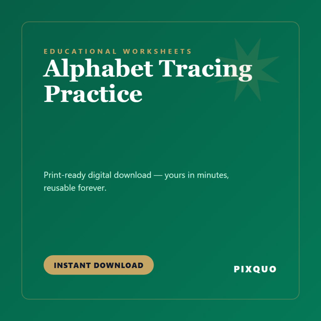 Alphabet Tracing Practice — printable digital download