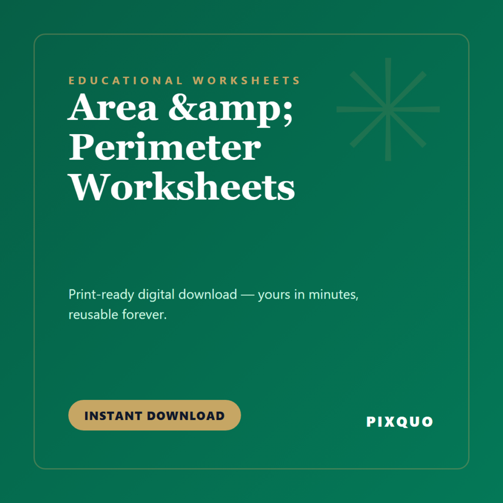 Area & Perimeter Worksheets — printable digital download