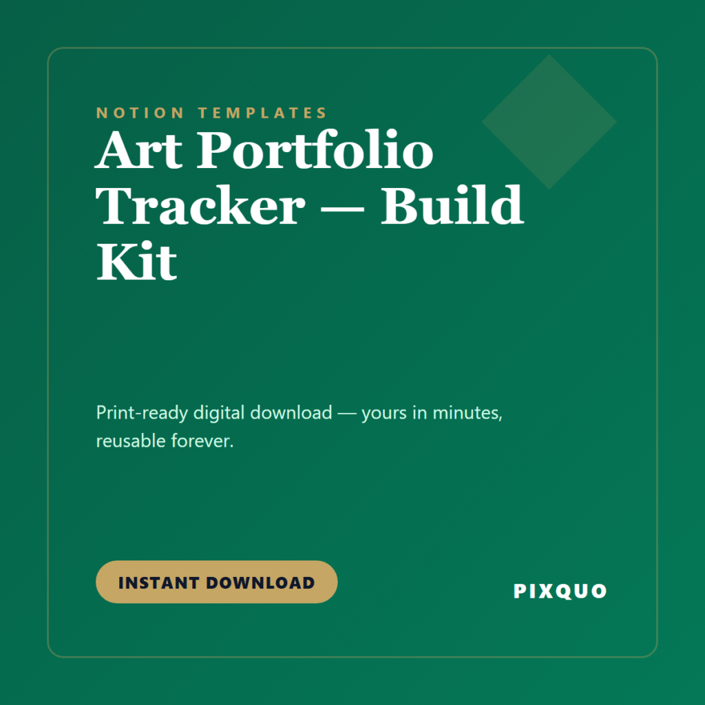 Art Portfolio Tracker — Build Kit — printable digital download