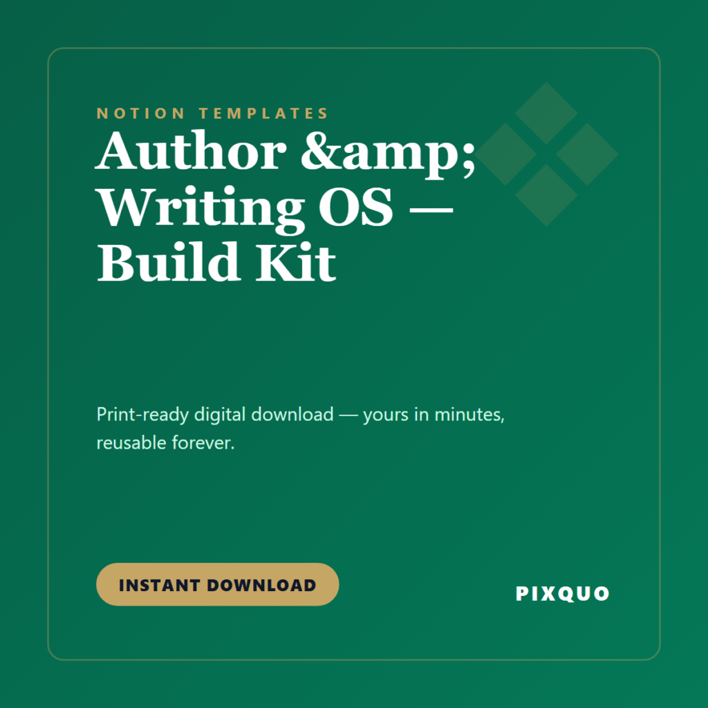 Author & Writing OS — Build Kit — printable digital download