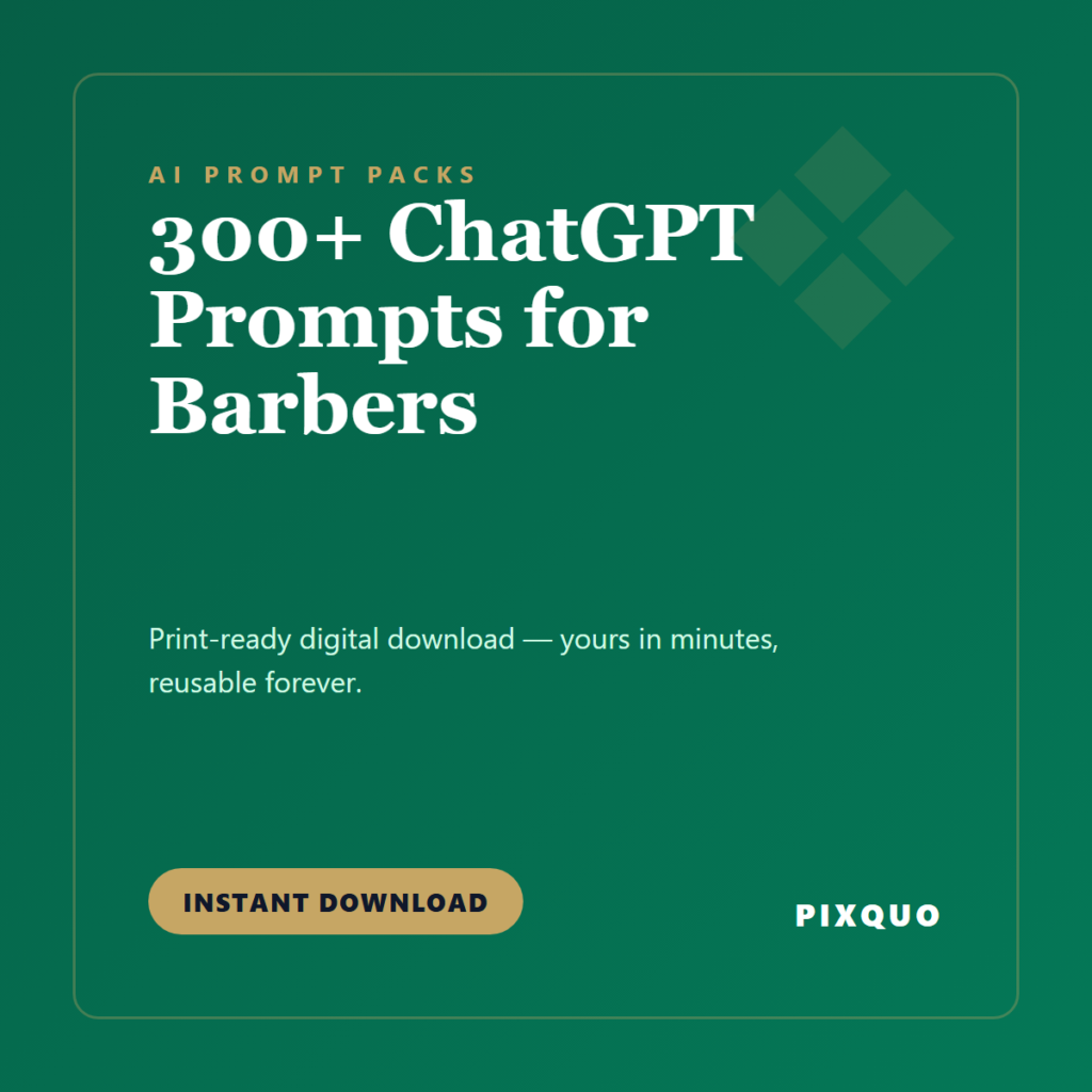 300+ ChatGPT Prompts for Barbers — printable digital download