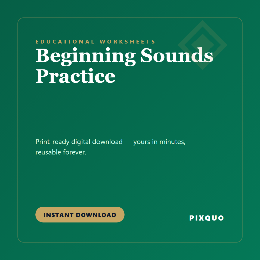 Beginning Sounds Practice — printable digital download
