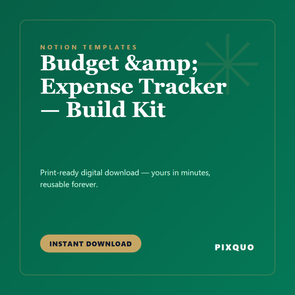 Budget & Expense Tracker — Build Kit — printable digital download