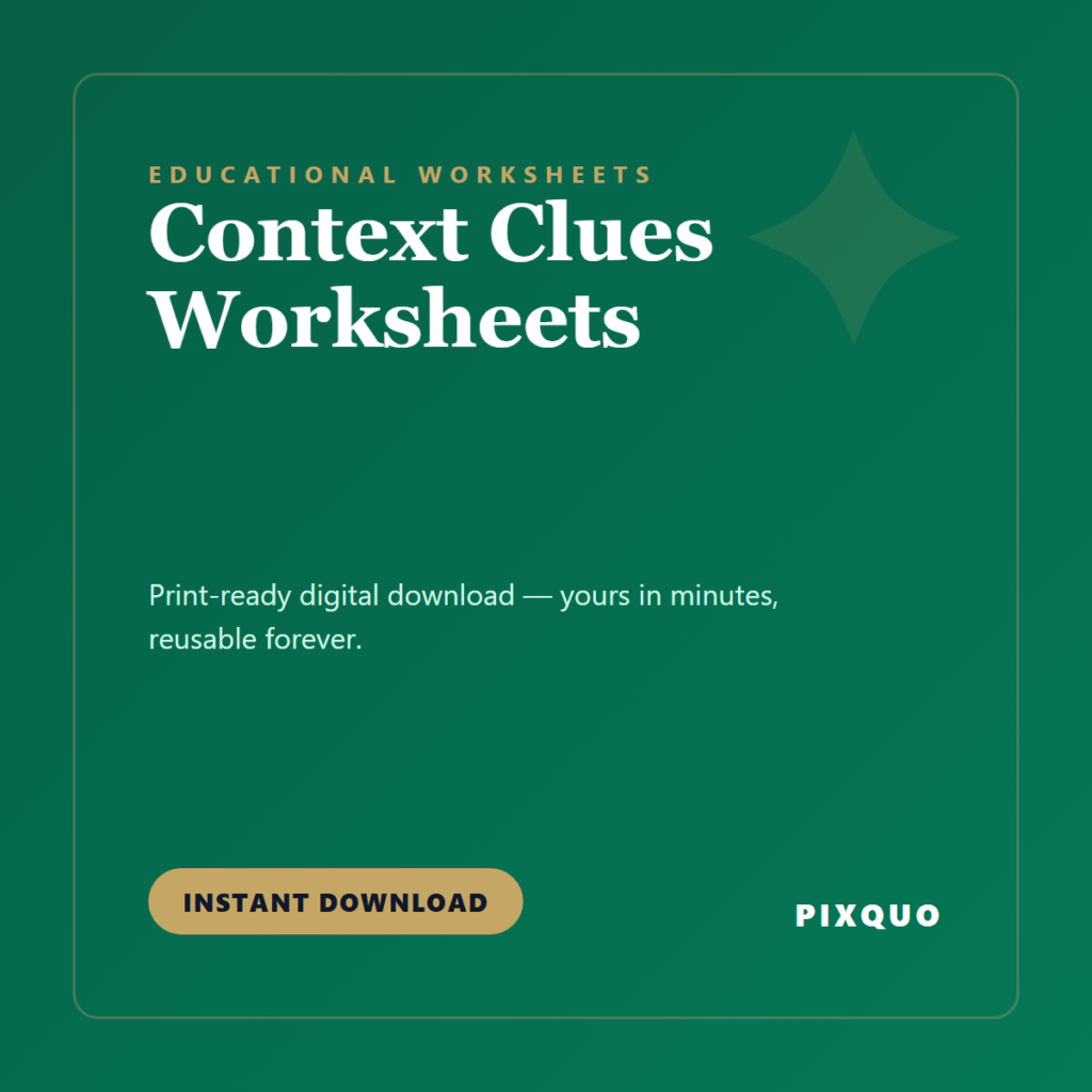 Context Clues Worksheets — printable digital download