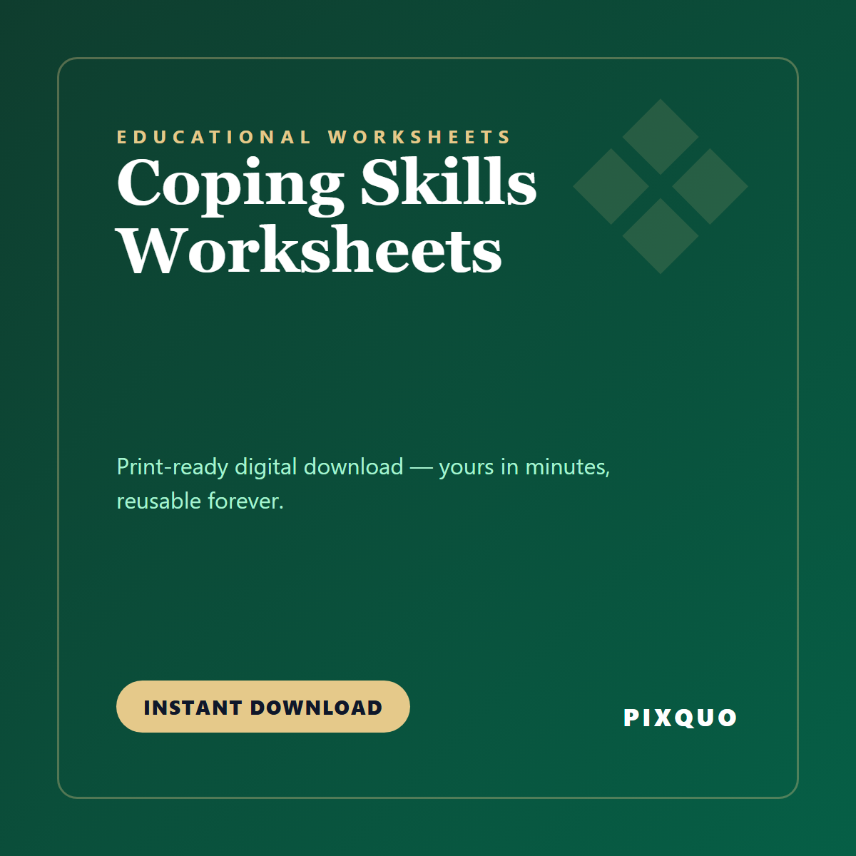Coping Skills Worksheets — printable digital download