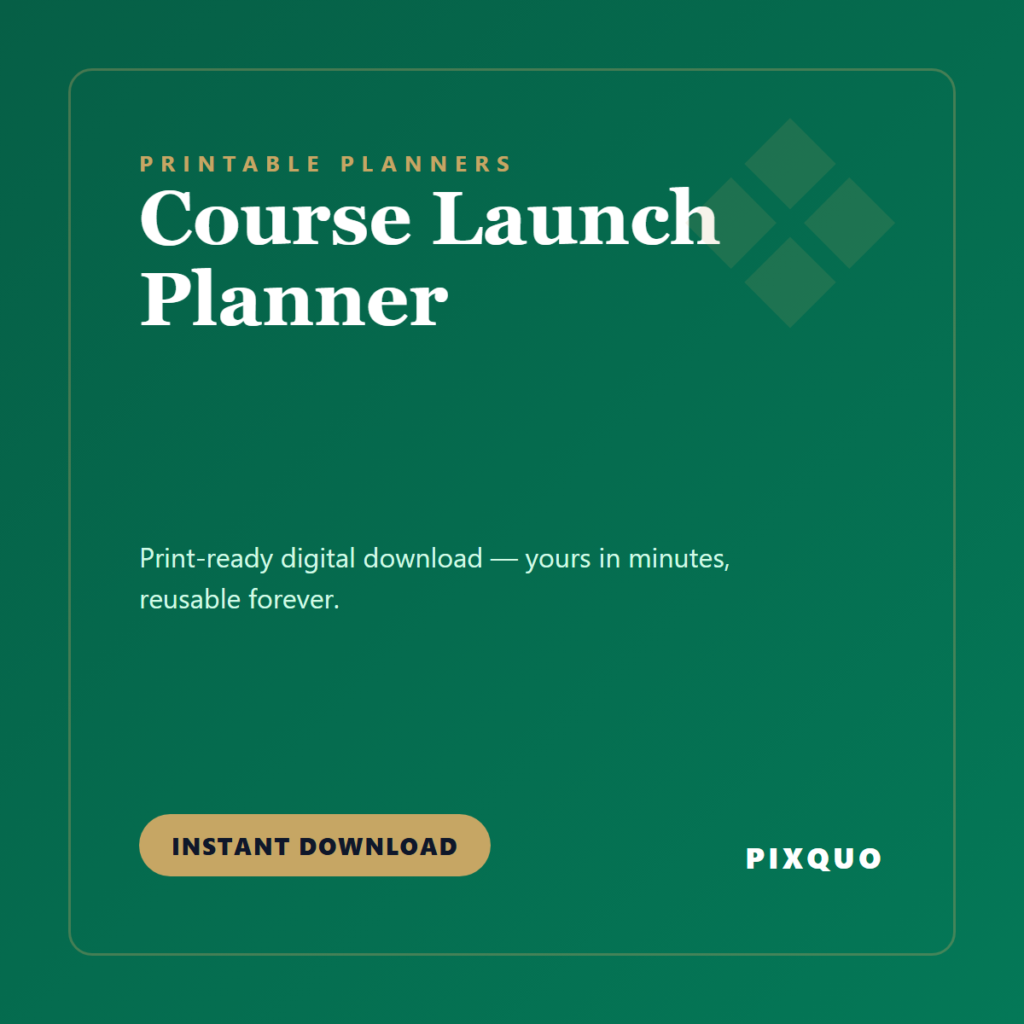 Course Launch Planner — printable digital download