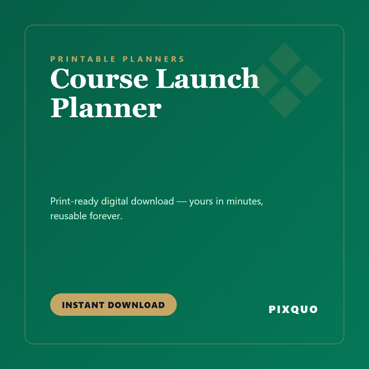 Course Launch Planner — printable digital download