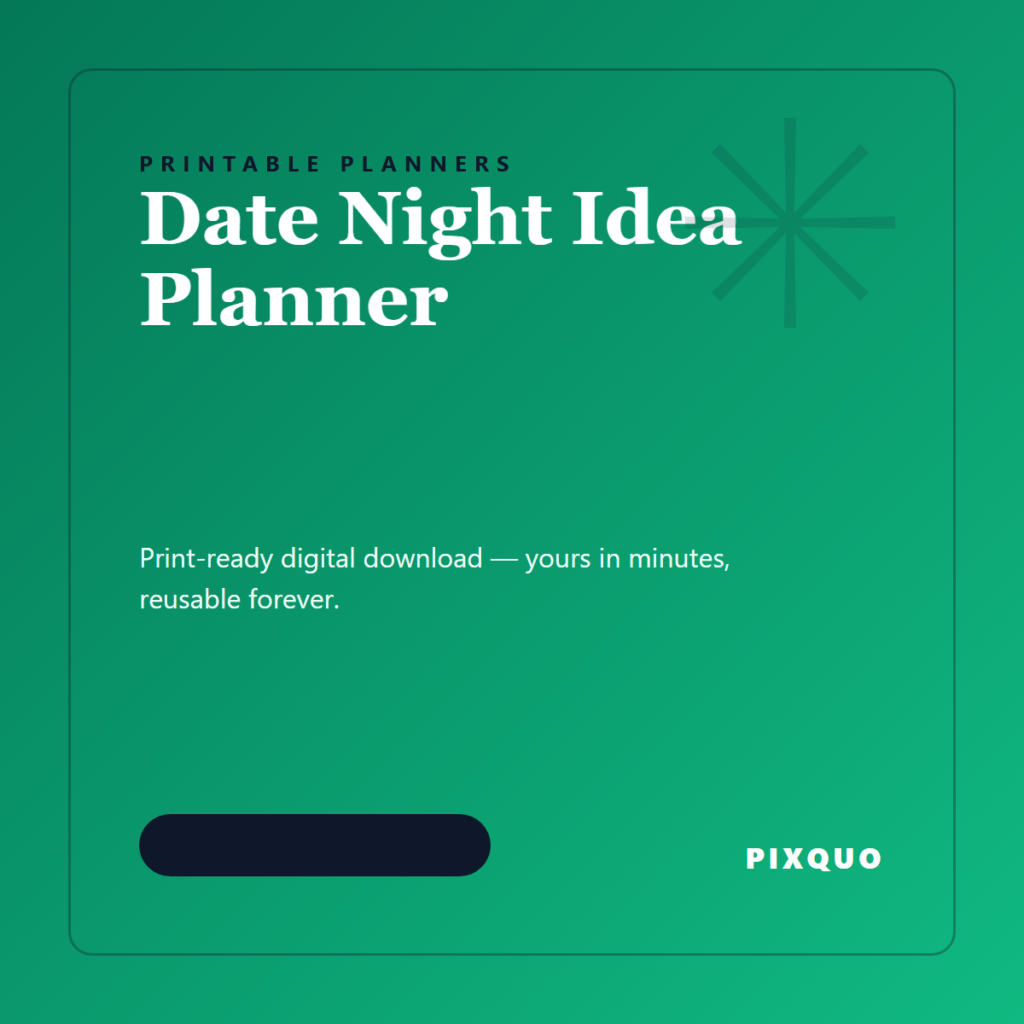 Date Night Idea Planner — printable digital download