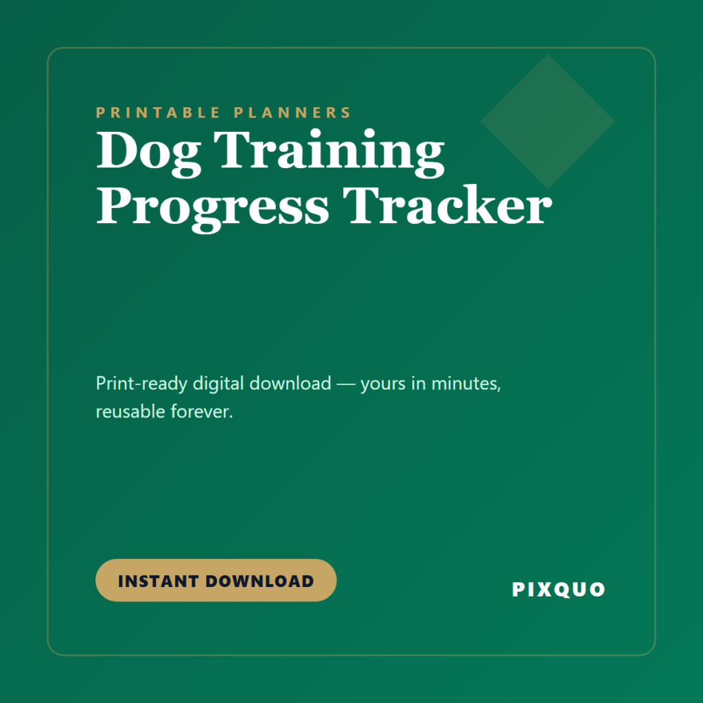 Dog Training Progress Tracker — printable digital download