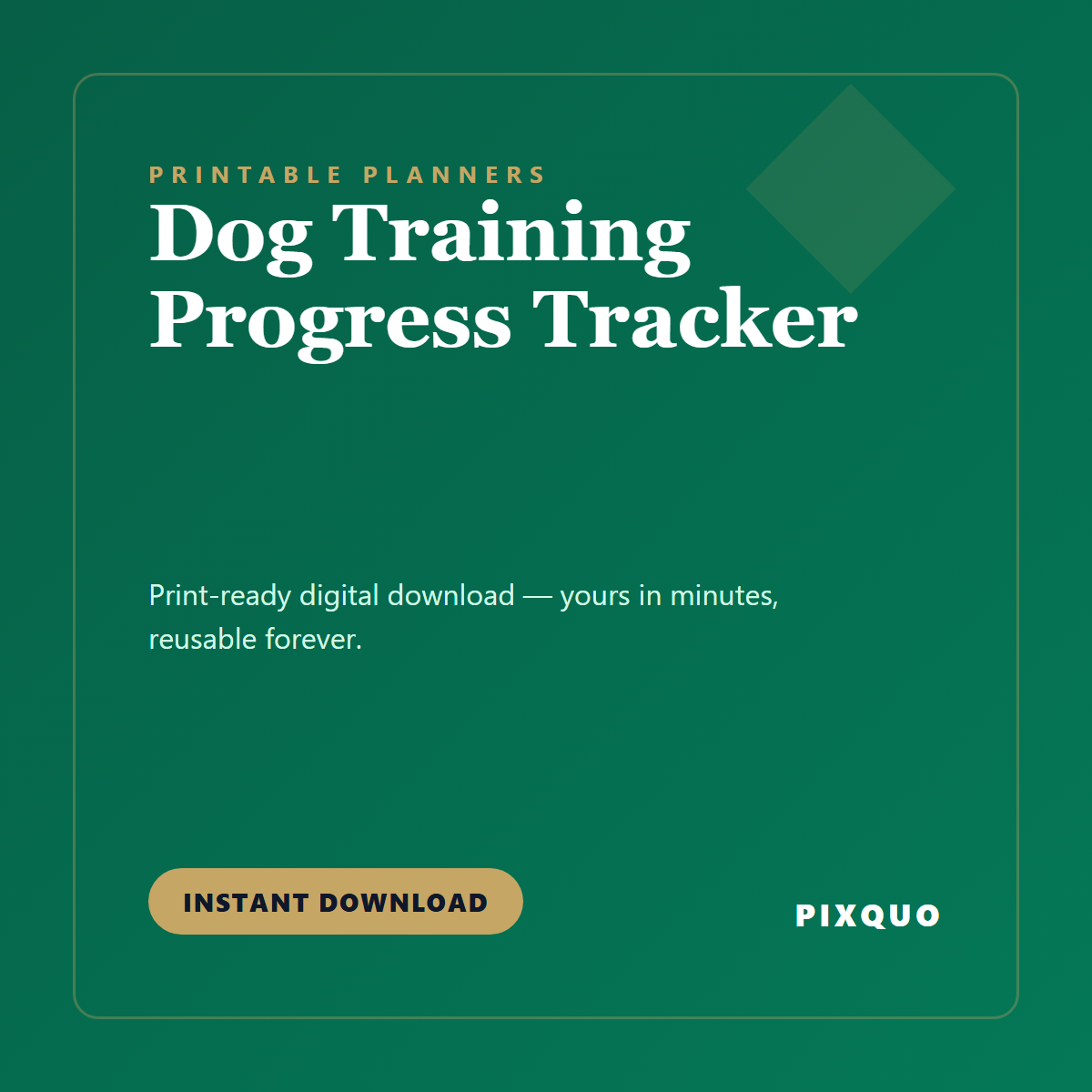 Dog Training Progress Tracker — printable digital download