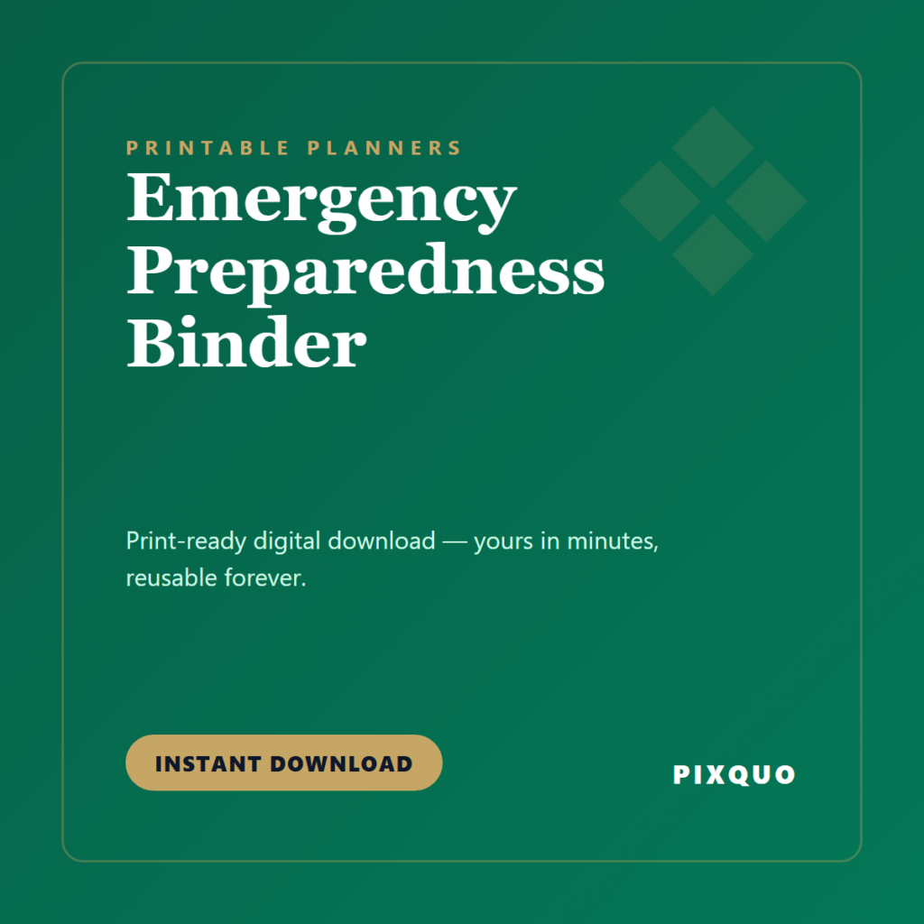Emergency Preparedness Binder — printable digital download