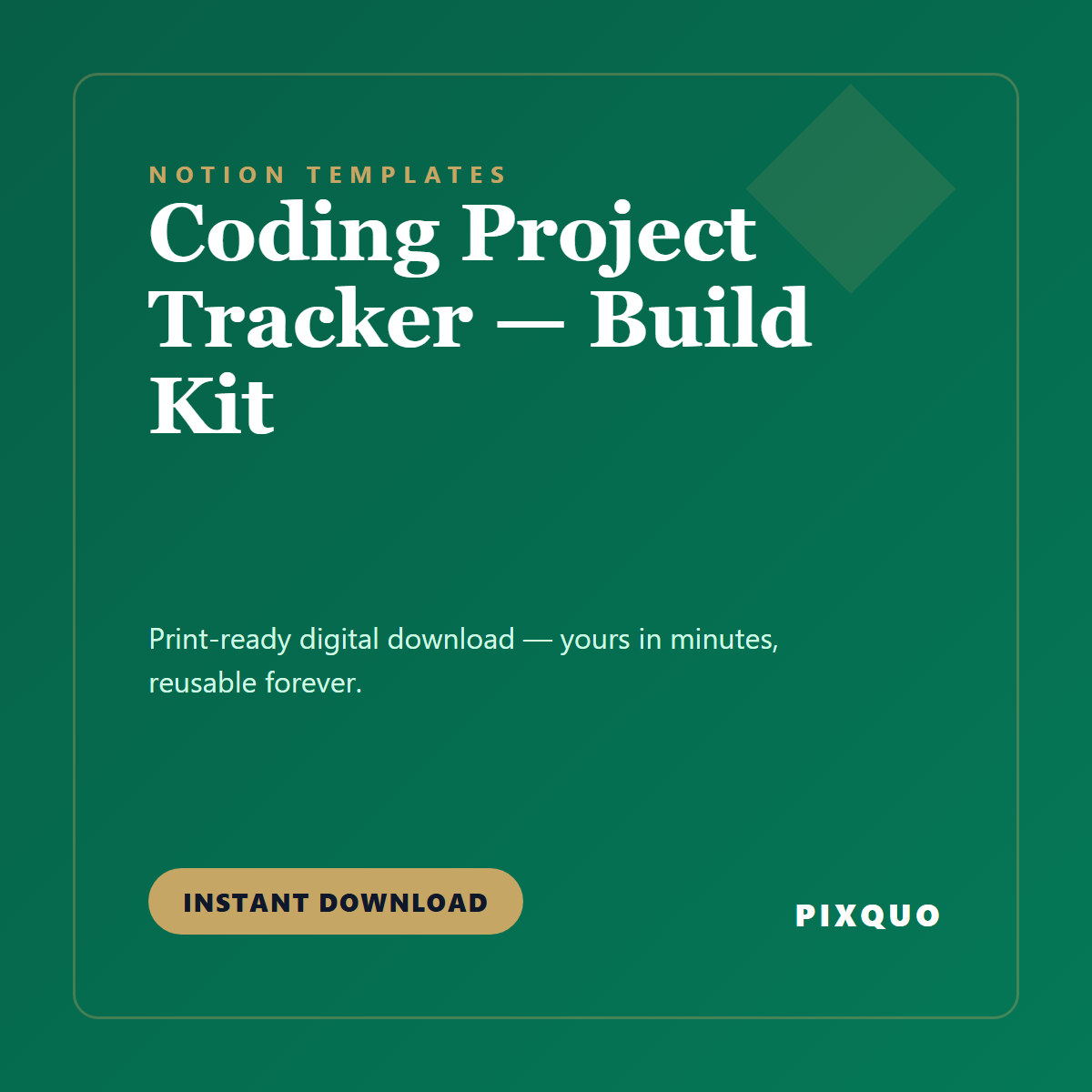 Coding Project Tracker — Build Kit — printable digital download