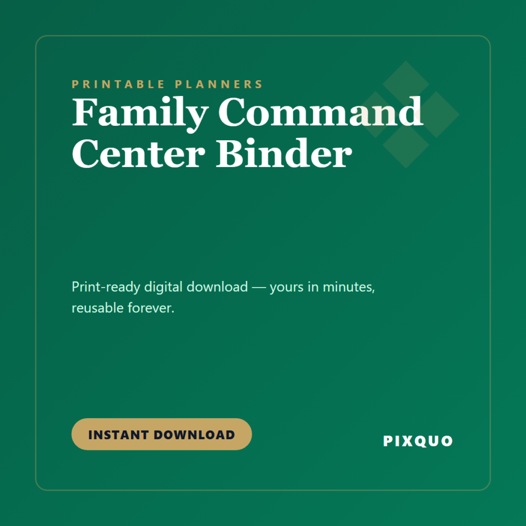 Family Command Center Binder — printable digital download