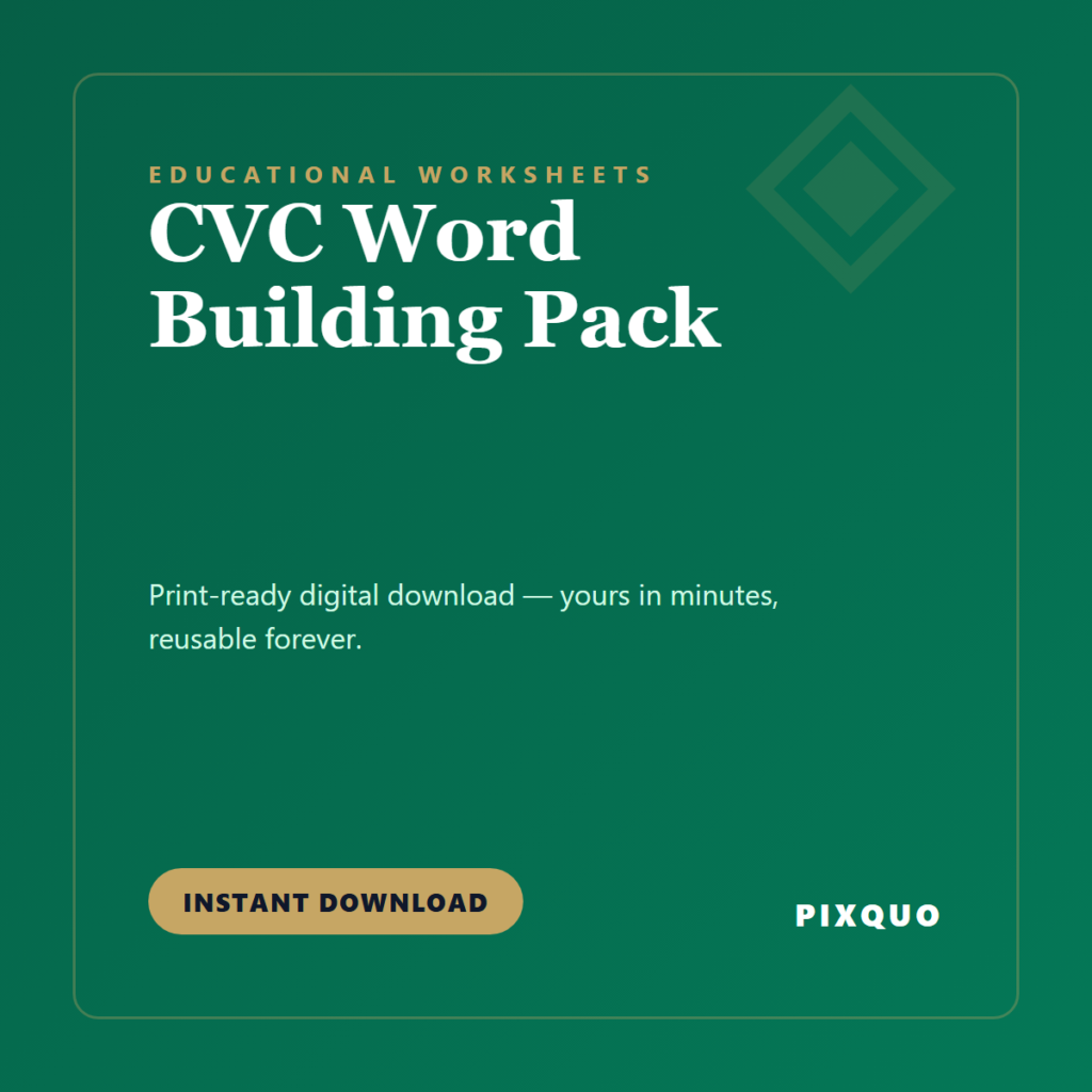 CVC Word Building Pack — printable digital download