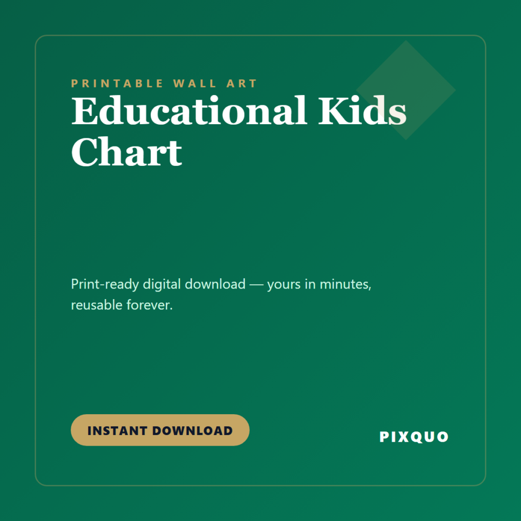 Educational Kids Chart — printable digital download