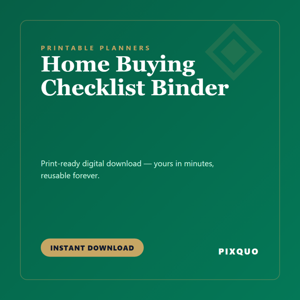 Home Buying Checklist Binder — printable digital download