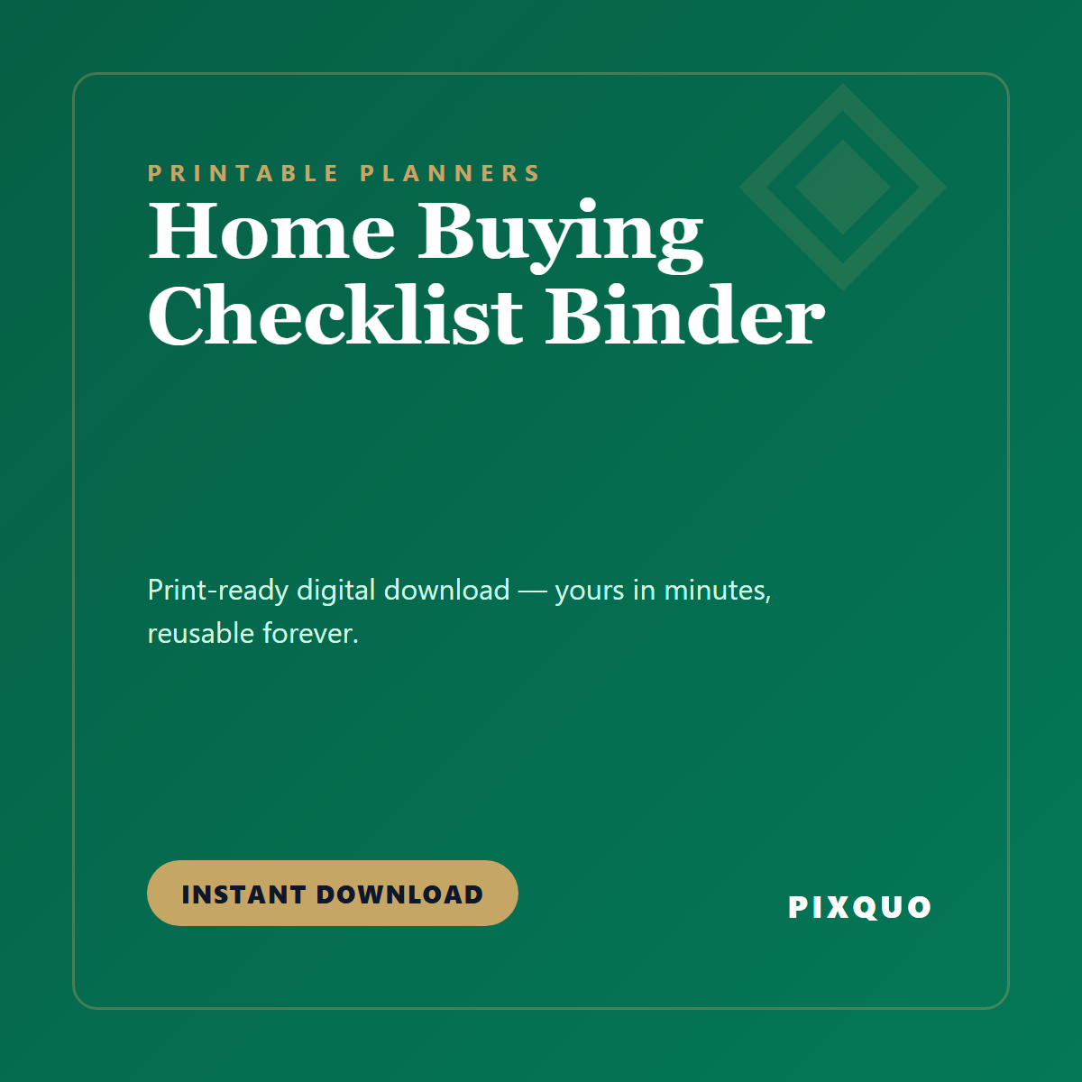 Home Buying Checklist Binder — printable digital download