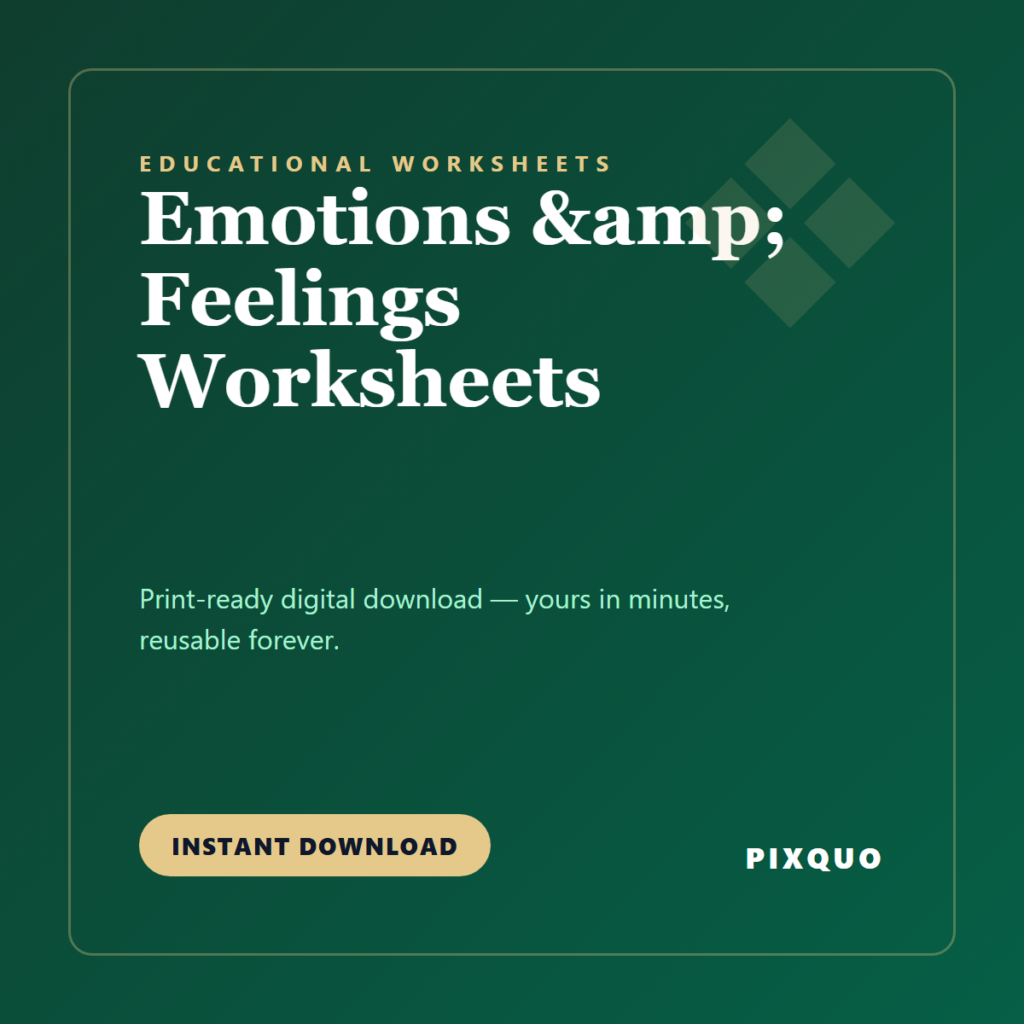 Emotions & Feelings Worksheets — printable digital download