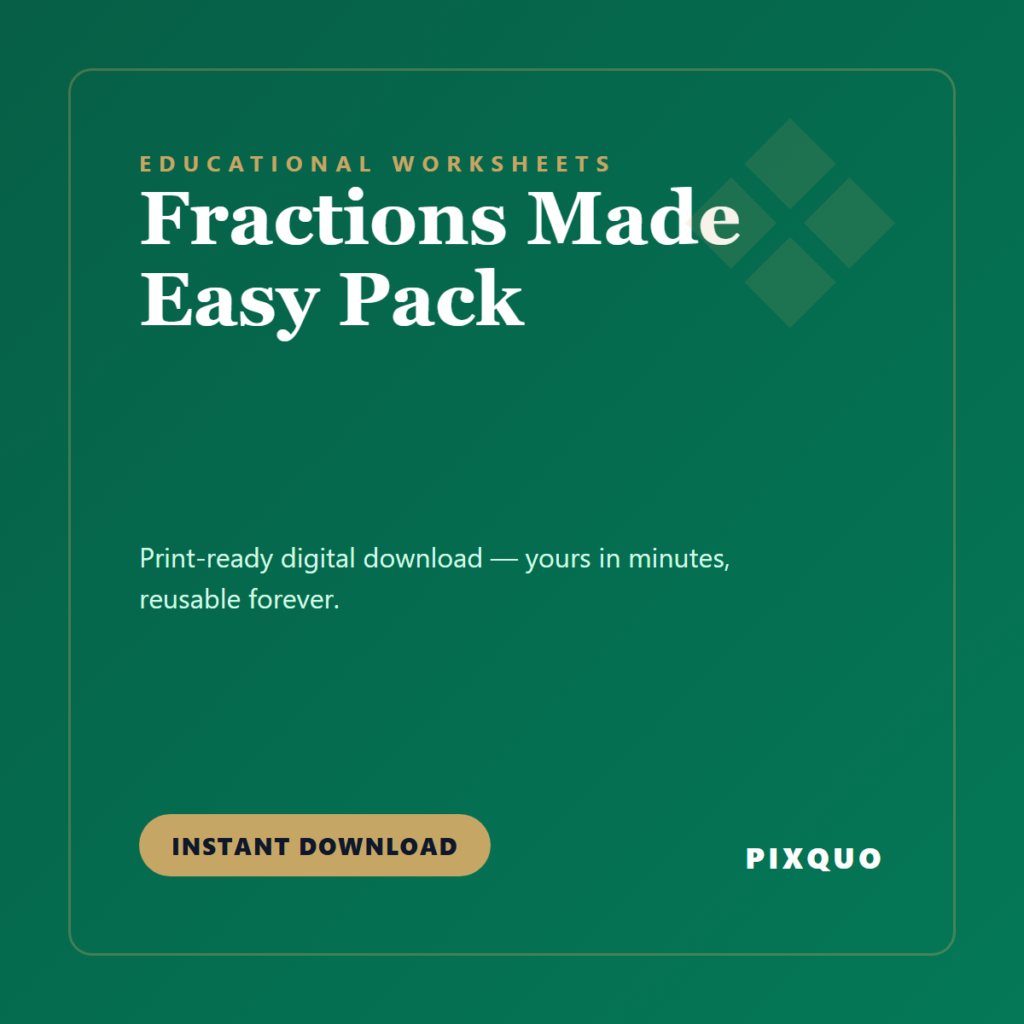 Fractions Made Easy Pack — printable digital download