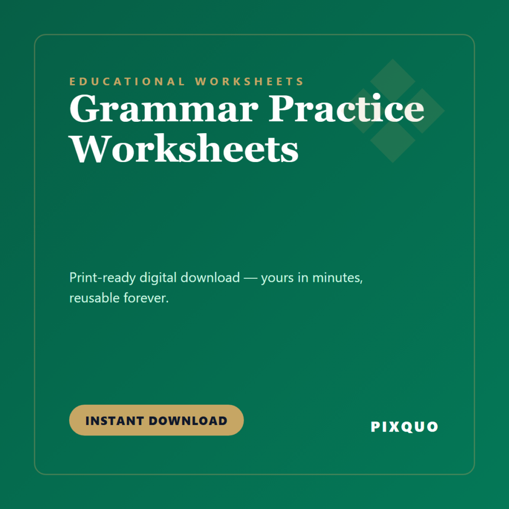 Grammar Practice Worksheets — printable digital download
