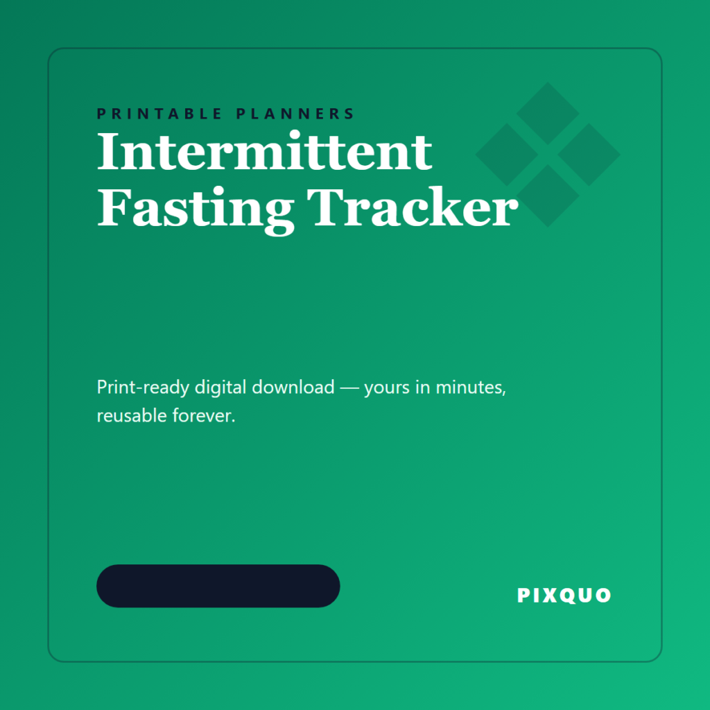 Intermittent Fasting Tracker — printable digital download