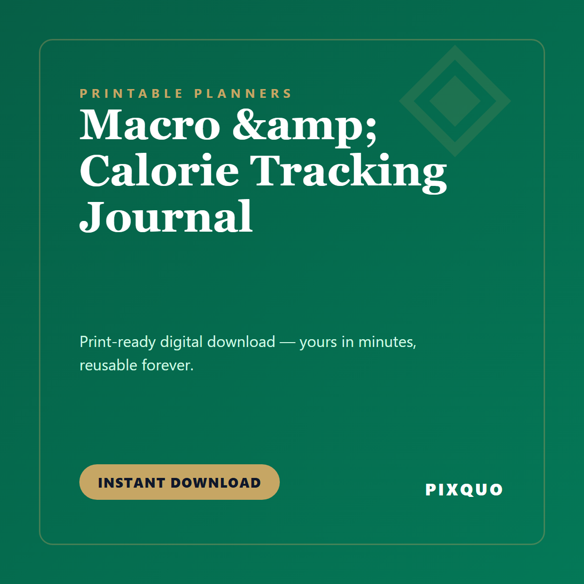 Macro & Calorie Tracking Journal — printable digital download
