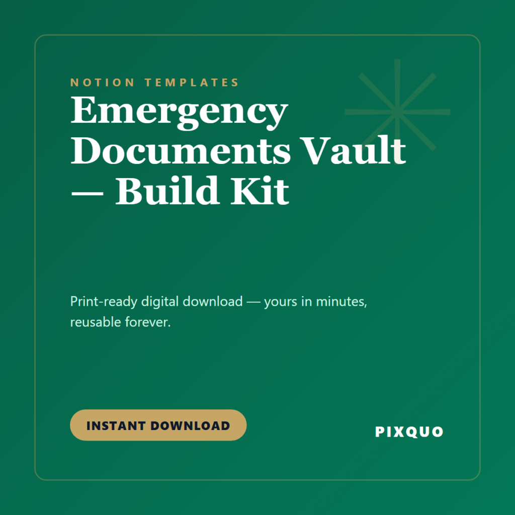 Emergency Documents Vault — Build Kit — printable digital download