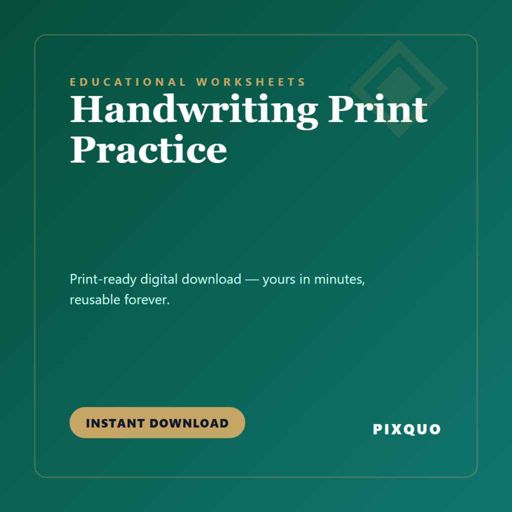 Handwriting Print Practice — printable digital download